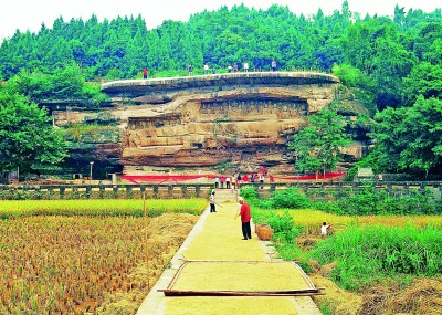 唐代釋迦牟尼涅槃圖，位于四川省安岳縣臥佛鎮(zhèn)臥佛院。