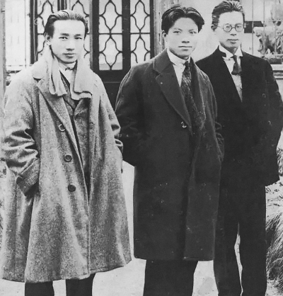 1920年代，國立藝術院創辦人林風眠（左）、林文錚、吳大羽（右）