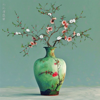 用AI繪畫工具制作的梅花“九九消寒圖”。制作：李世奇、孟揚