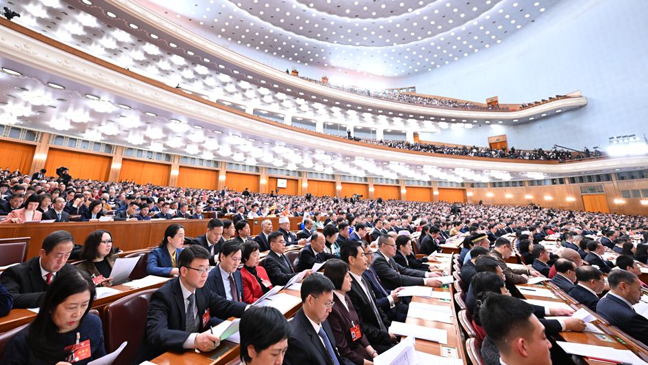3月4日，中國人民政治協(xié)商會議第十四屆全國委員會第二次會議在北京人民大會堂開幕。新華社記者 謝環(huán)馳 攝