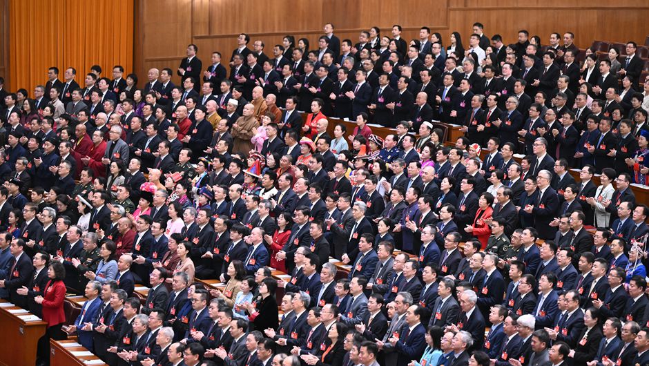 3月4日，中國人民政治協(xié)商會議第十四屆全國委員會第二次會議在北京人民大會堂開幕。新華社記者 燕雁 攝