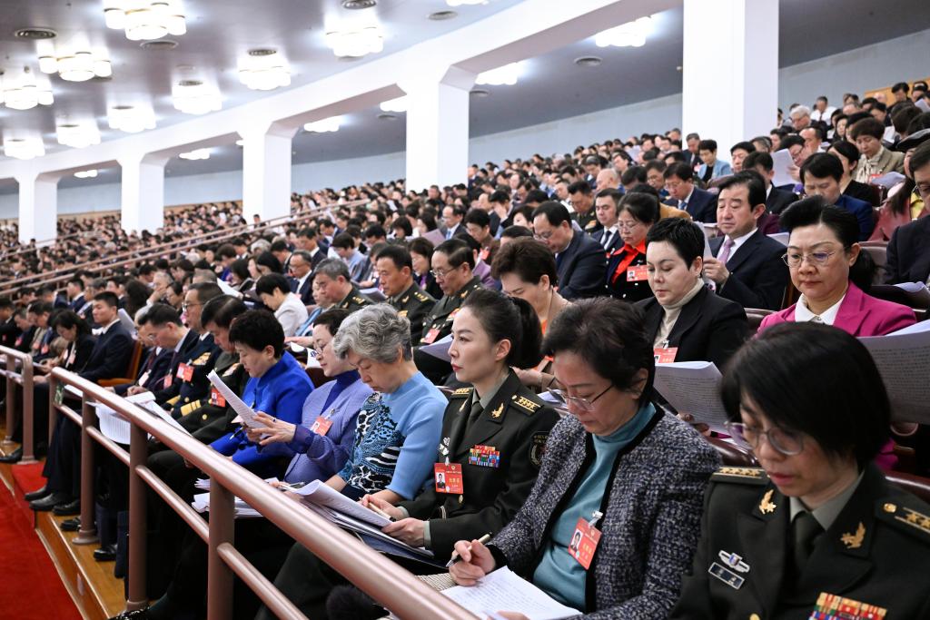 3月5日，第十四屆全國人民代表大會(huì)第二次會(huì)議在北京人民大會(huì)堂開幕。這是全國政協(xié)委員列席大會(huì)。新華社記者 申宏 攝