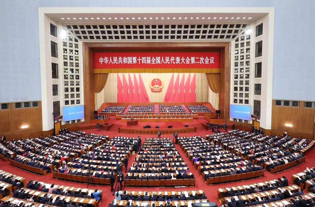 3月5日，第十四屆全國人民代表大會(huì)第二次會(huì)議在北京人民大會(huì)堂開幕。新華社記者 丁海濤 攝
