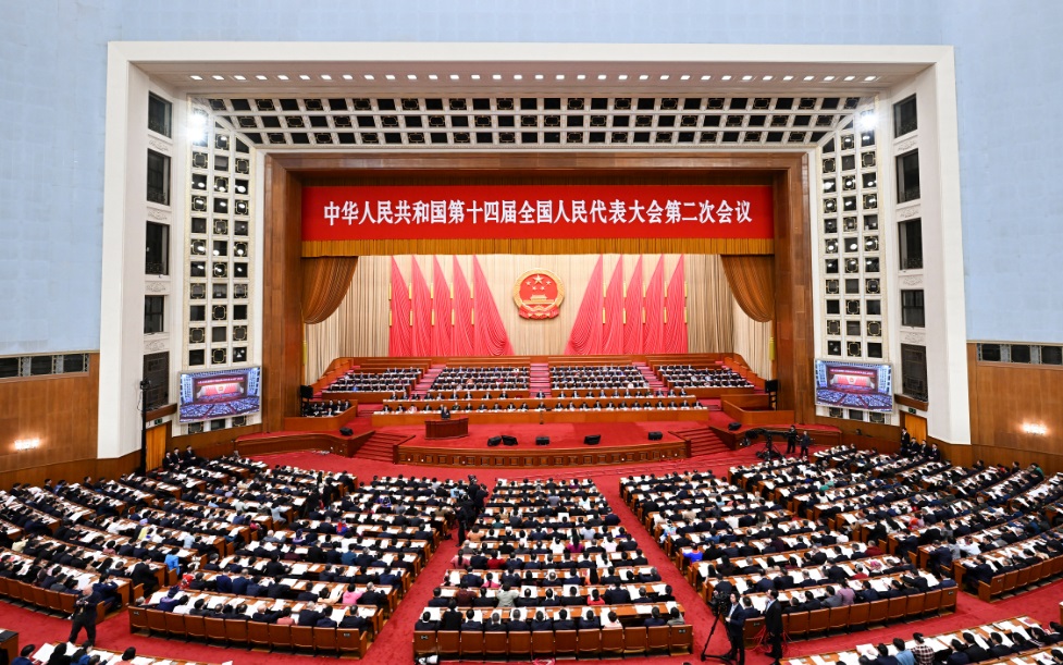 3月8日，十四屆全國人大二次會(huì)議在北京人民大會(huì)堂舉行第二次全體會(huì)議。 新華社記者 張領(lǐng) 攝