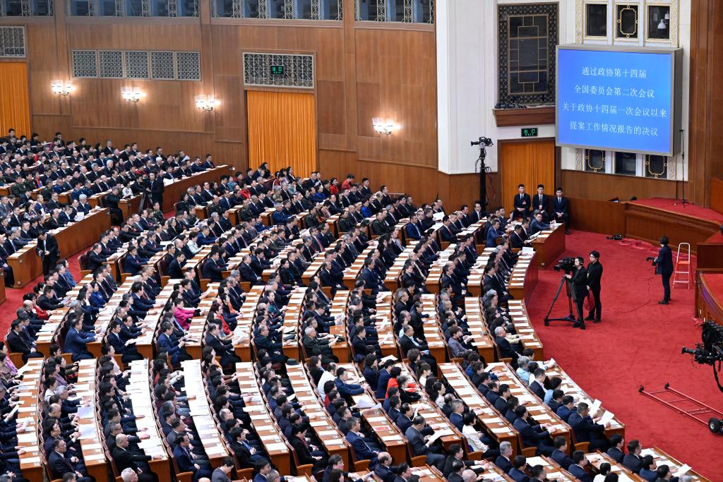 3月10日，中國人民政治協(xié)商會(huì)議第十四屆全國委員會(huì)第二次會(huì)議在北京人民大會(huì)堂舉行閉幕會(huì)。新華社記者 申宏 攝