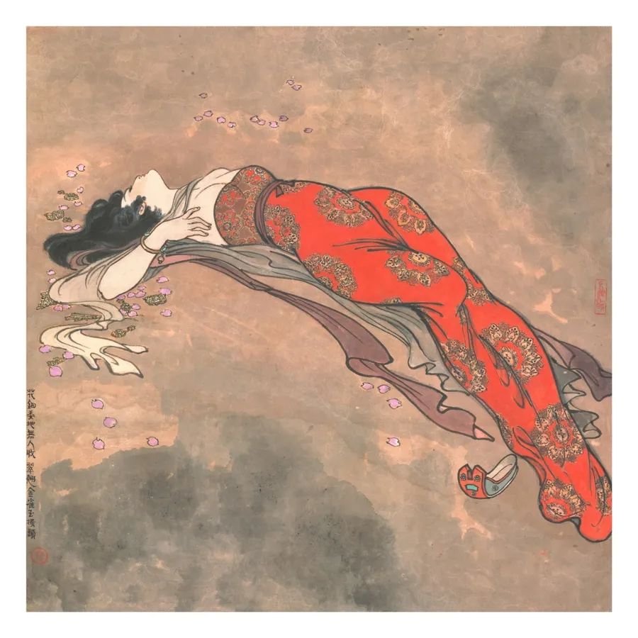 戴敦邦作品 《長恨歌》花鈿委地?zé)o人收，翠翹金雀玉搔頭。受訪者提供