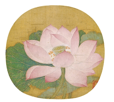 中國畫《出水芙蓉圖》，作者為南宋吳炳（傳）。  故宮博物院藏