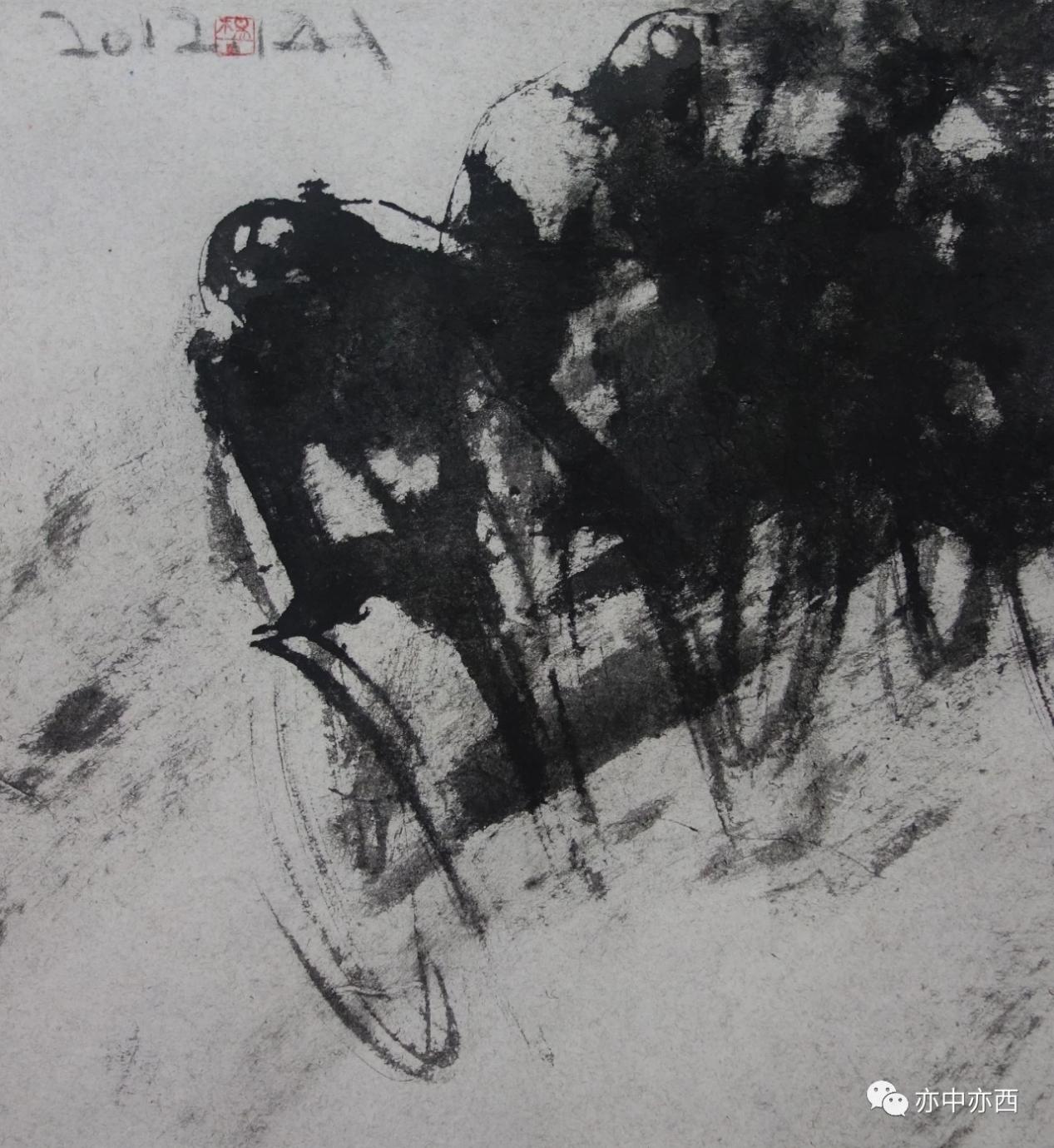 沖向終點，36X39CM,2012年，紙本水墨