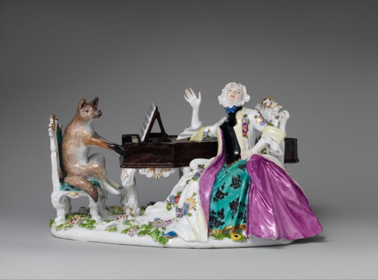 福斯蒂娜·博爾多尼和狐貍（Faustina Bordoni and Fox），陶瓷擺件，德國，約1743年